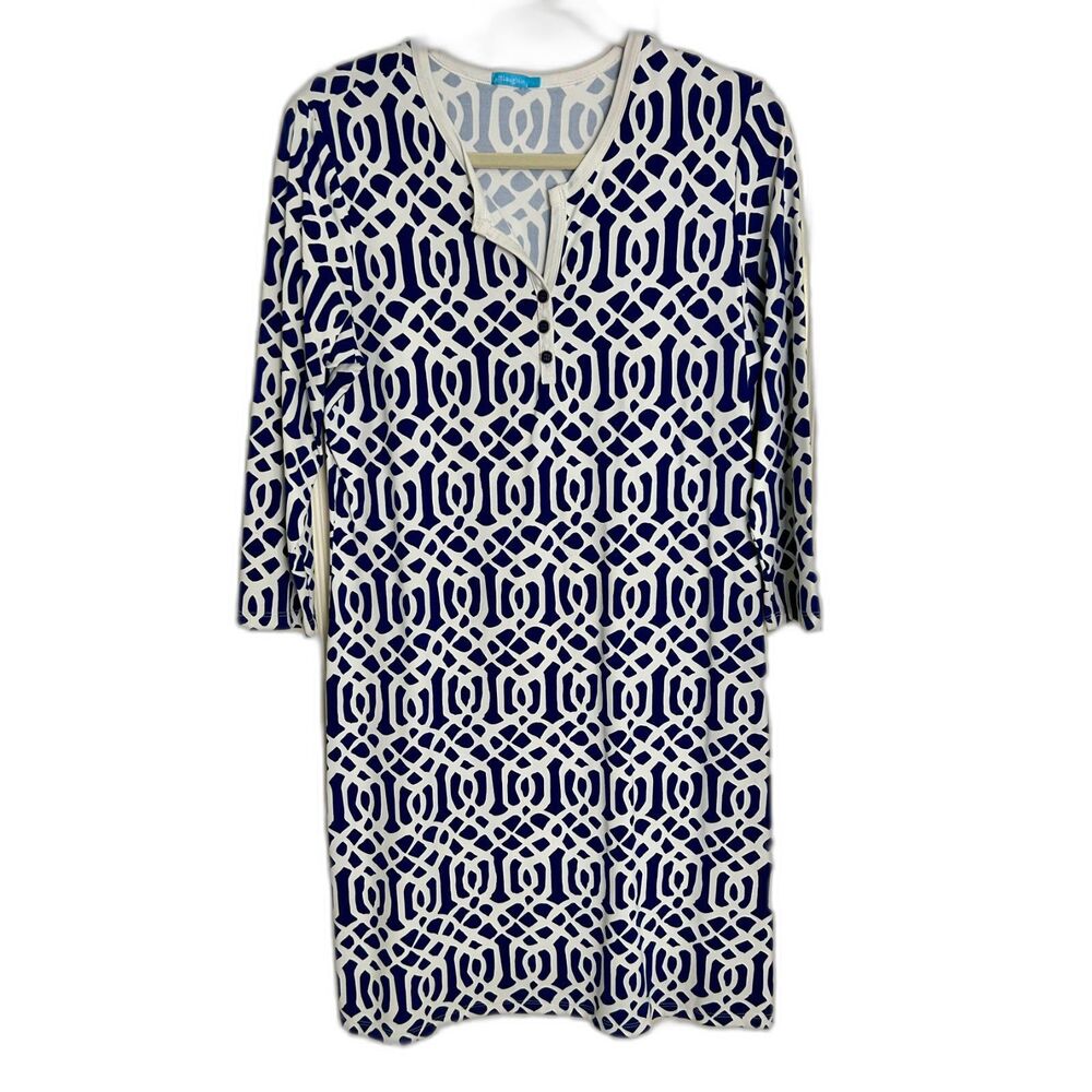 J. McLaughlin Sz Large Dress in Navy & White